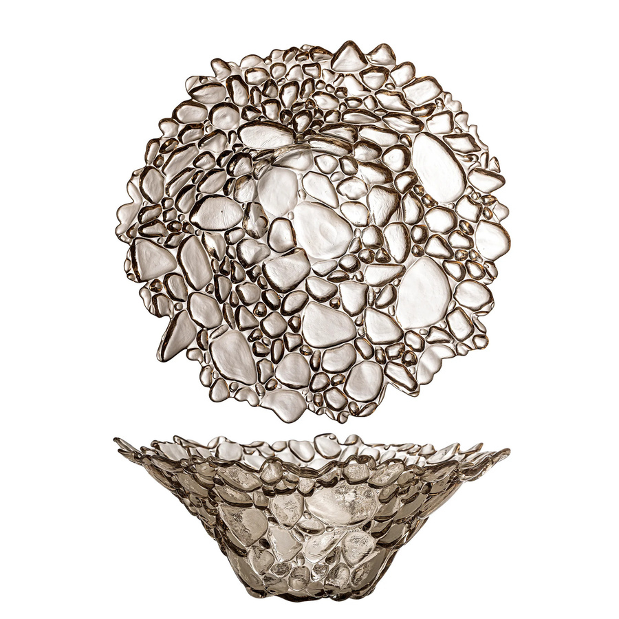 Bloomingville Glasschale Tinki in Braun mit Kieselsteinmuster, Durchmesser: 30 cm, Höhe: 12 cm - Bild 1