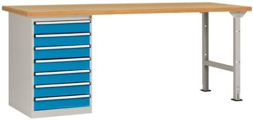 Manuflex Werkbanksystem WC5120.5012 in Licht-Blau (RAL 5012), B/T/H: 300 x 200 x 80 cm - Bild 1