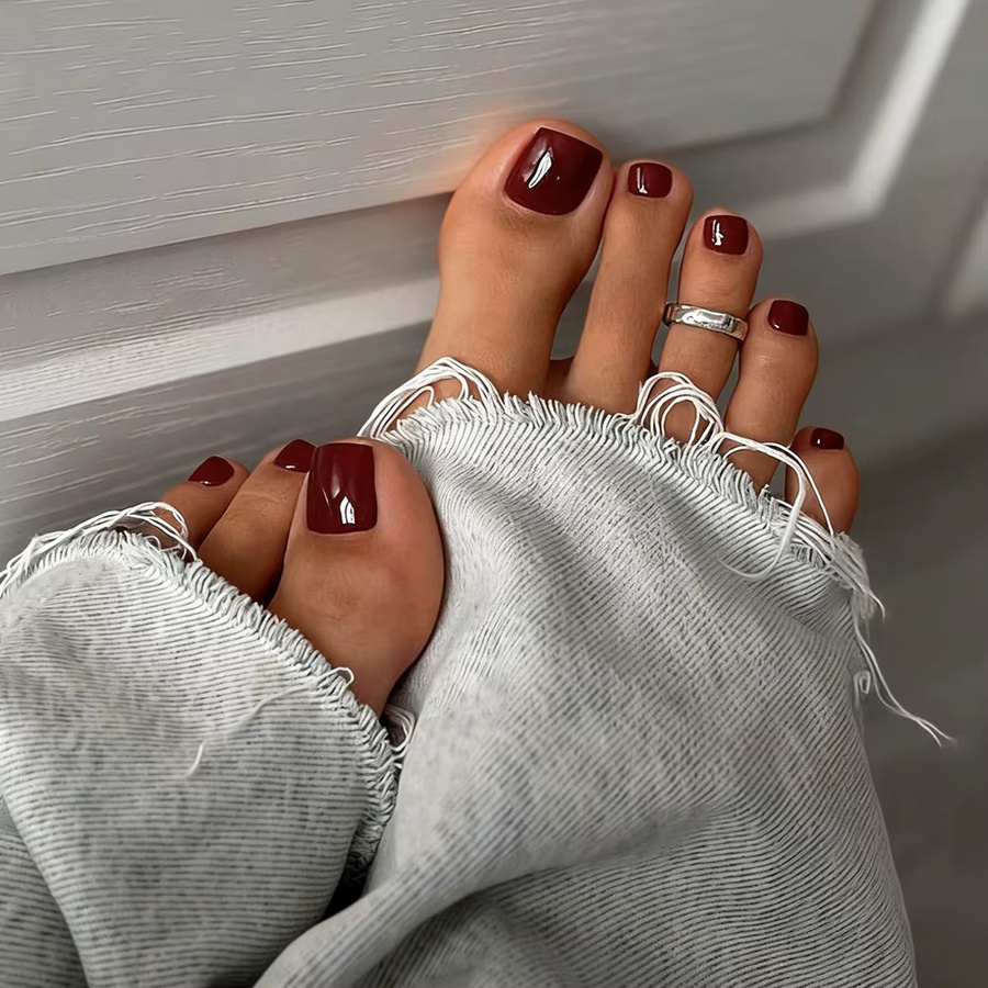 MAFANAILS Künstliche Zehennägel, weinrot, glänzend, 144 Stück, Unisex - Bild 3