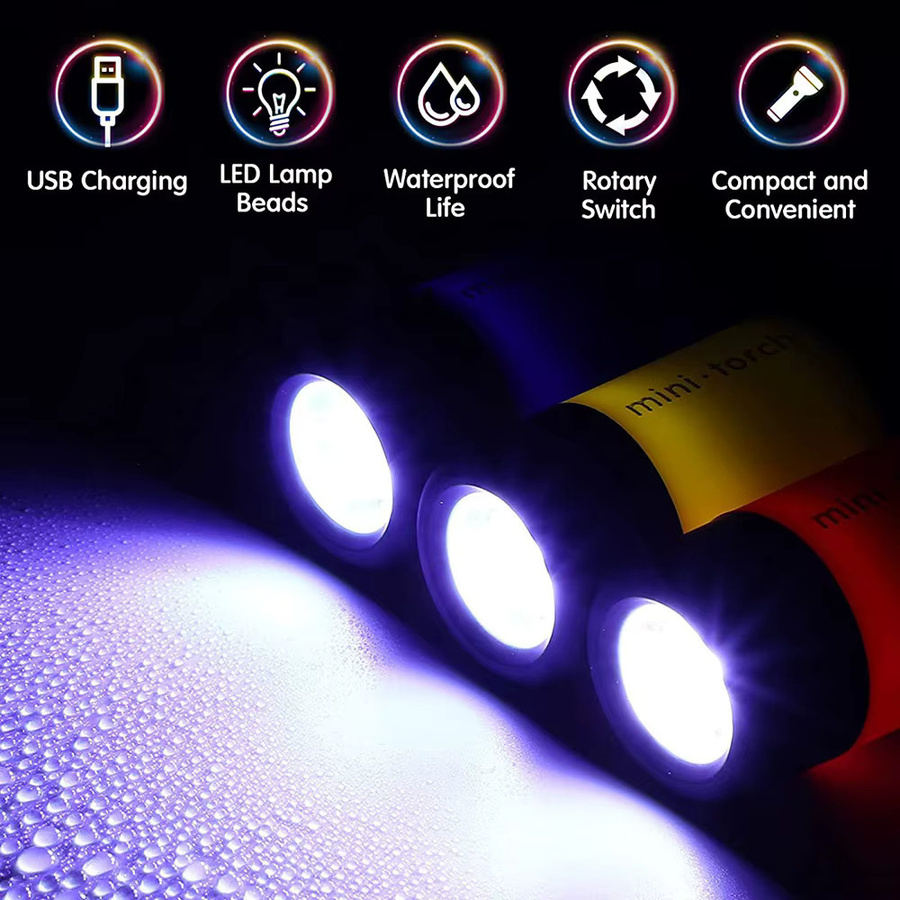 STONEGO Mini-Schlüsselanhänger-Lampe mit LED-Licht, USB wiederaufladbar und wasserdicht, Schwarz - Bild 2
