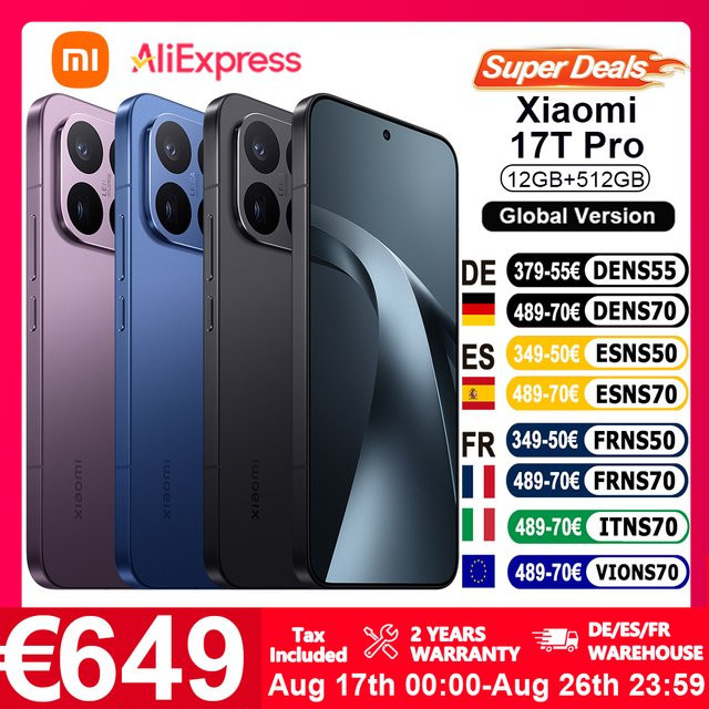 Xiaomi 17T Pro Smartphone 5G Purple mit 6,83 Zoll 144Hz Display, MediaTek Dimensity 9500, 512 GB Speicher und 7000mAh Akku - Bild 1