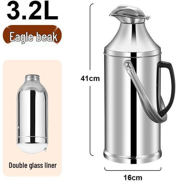 LIJIA Thermosflasche aus Edelstahl in Grau mit Duckbill-Verschluss, 3,2 l - Bild 1
