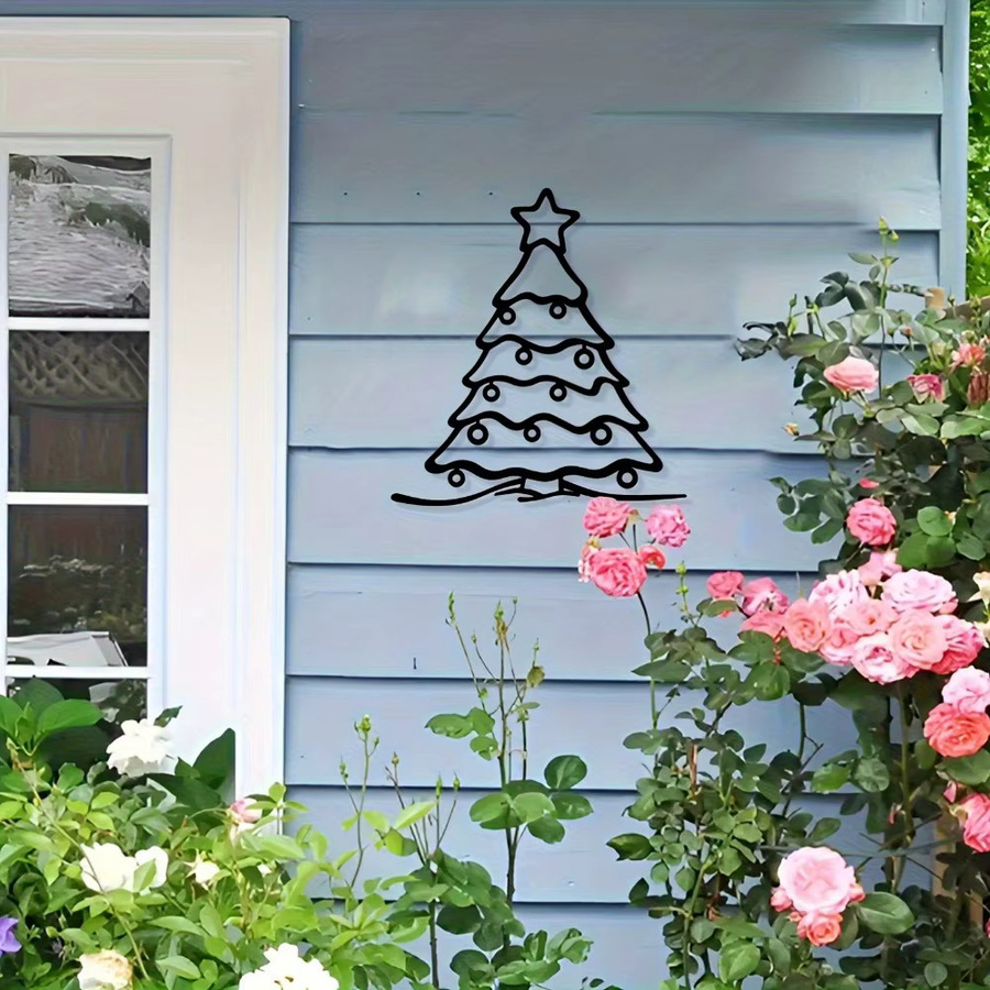 CIFBUY Wandskulptur aus Metall in Sternform im Vintage-Stil, Schwarze florale Dekoration für Weihnachten und Halloween - Bild 2