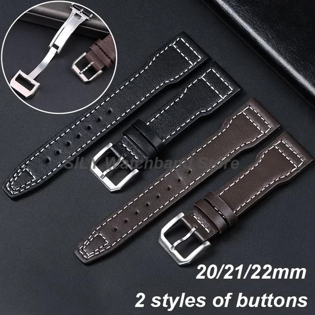 asukaband Uhrenarmband Leder, Faltschließe, Edelstahl, Unisex - Bild 1