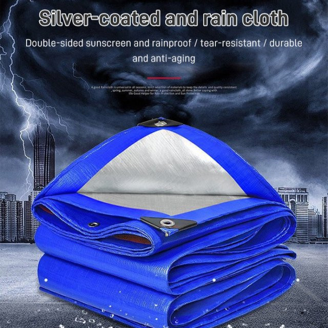 Wasserdichte Outdoor Plane aus Kunststoff in Blau für Camping und Sonnenschutz - Bild 1