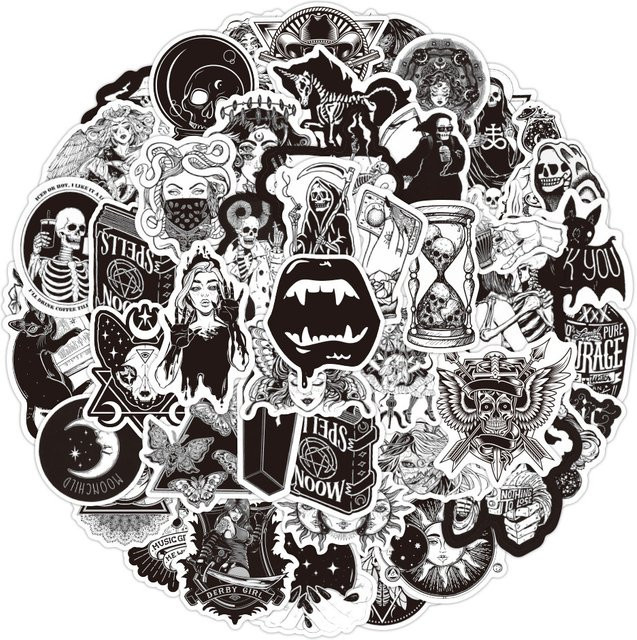 50-teiliges Gothic Aufkleber-Set in Multicolour für Laptop, Handyhülle und Journal von BulingBulingStickers Store - Bild 1