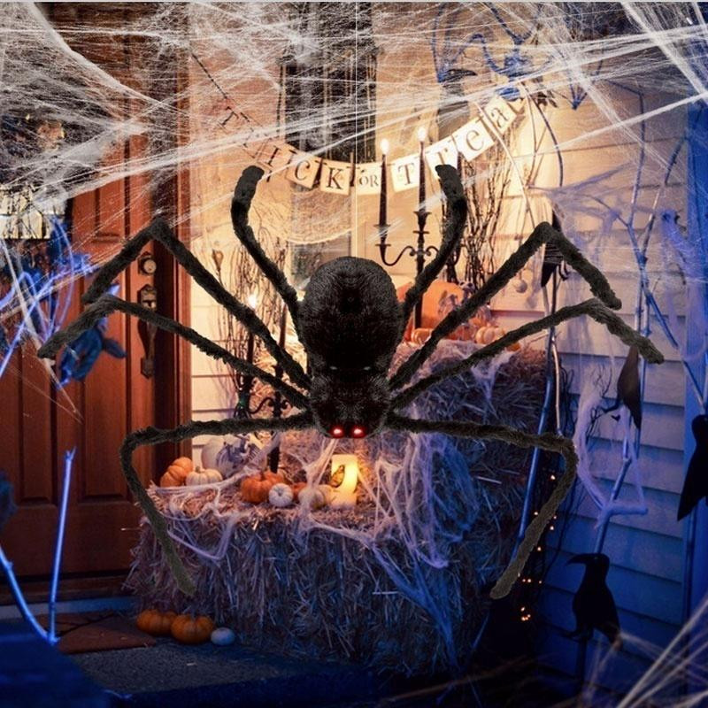 YuTao Magic 026 Künstliche schwarze Spinne aus Plüsch für Halloween-Dekoration, Höhe: 30 cm - Bild 4