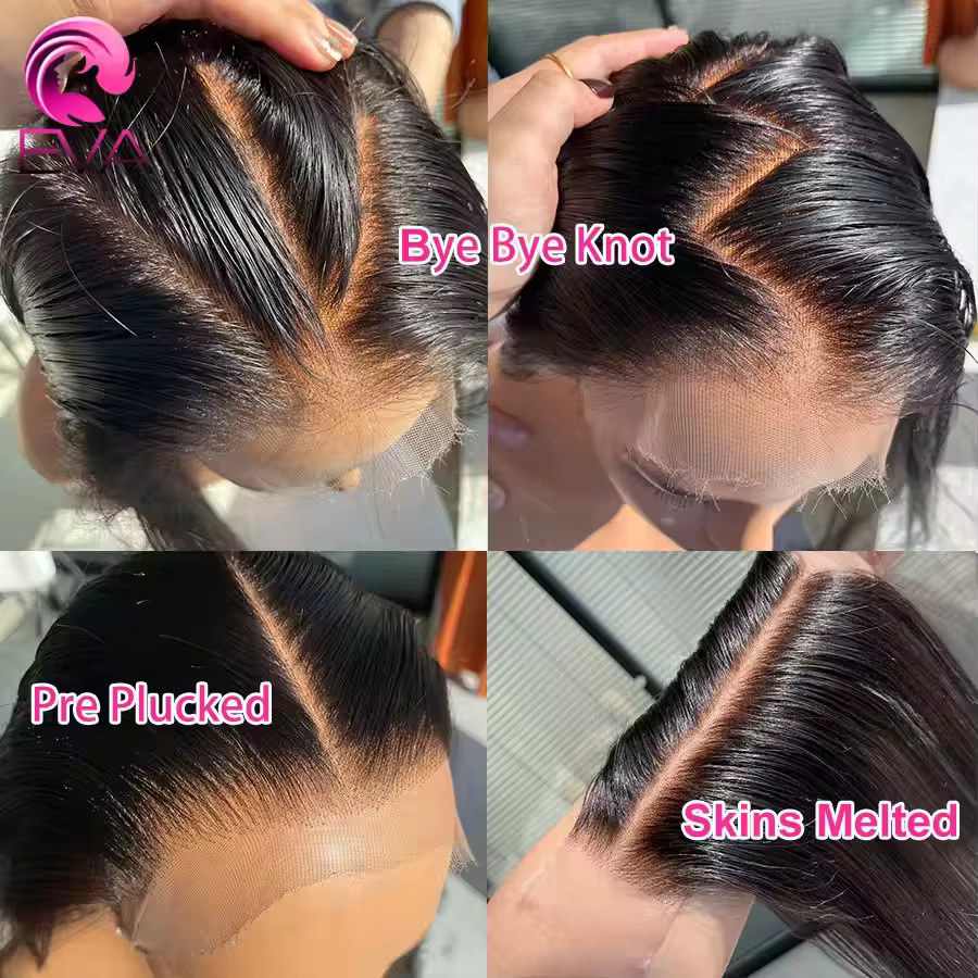 Eva Hair Bye Bye Knot Glattes Echthaar, 5x5 HD-Spitzenverschluss, Mini-Einknoten - Bild 2