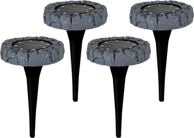 Näve LED-Solar-Bodenleuchte 4er-Set in Grau mit Erdspieß und Dämmerungssensor - Bild 1