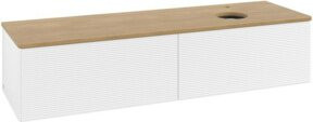 V&B Antao Waschtischunterschrank mit Frontstruktur und integrierter Beleuchtung, Wandmontage, Farbe: Weiß und Eiche Honig, B: 160 cm, T: 50 cm - Bild 1