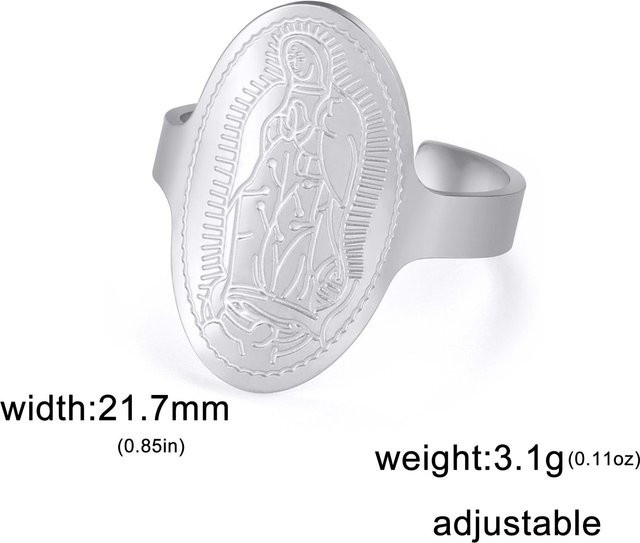 Ring Jungfrau Maria, Edelstahl, Gold, Damen, Offener Fingerring - Bild 1