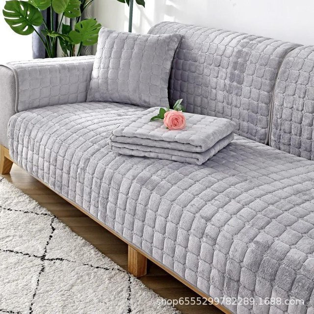 Modernes Flanell-Sofakissen von Household supplies MH in Grau, quadratisch, B/B: 70 x 70 cm - Bild 1