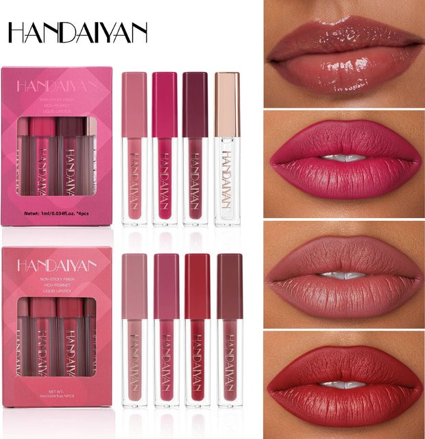 handaiyan Lippenstift-Set, 4-teilig, Lippentönungsöl, Unisex - Bild 1