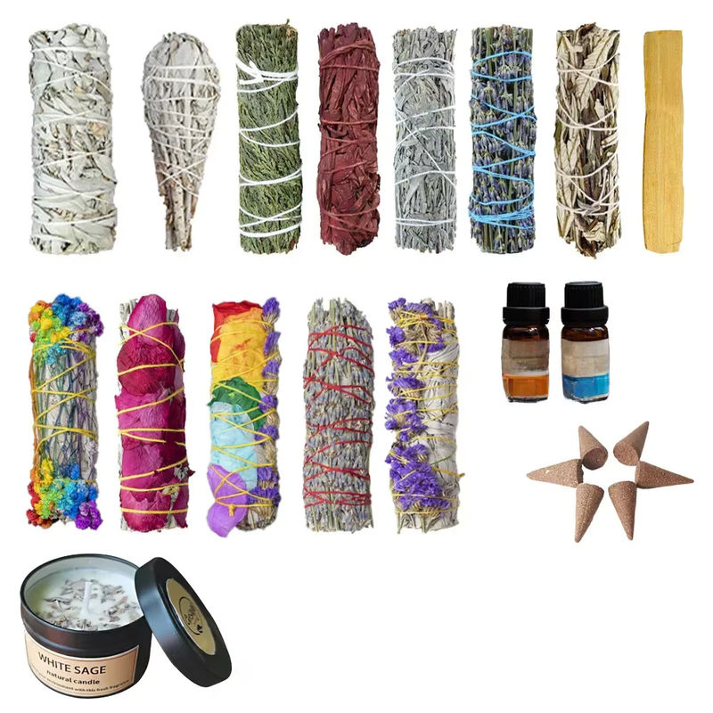 HQ White Sage Bundle und Kerze California Smudge Stick Set zur Energiereinigung und Aromatherapie in Weiß und Schwarz - Bild 3