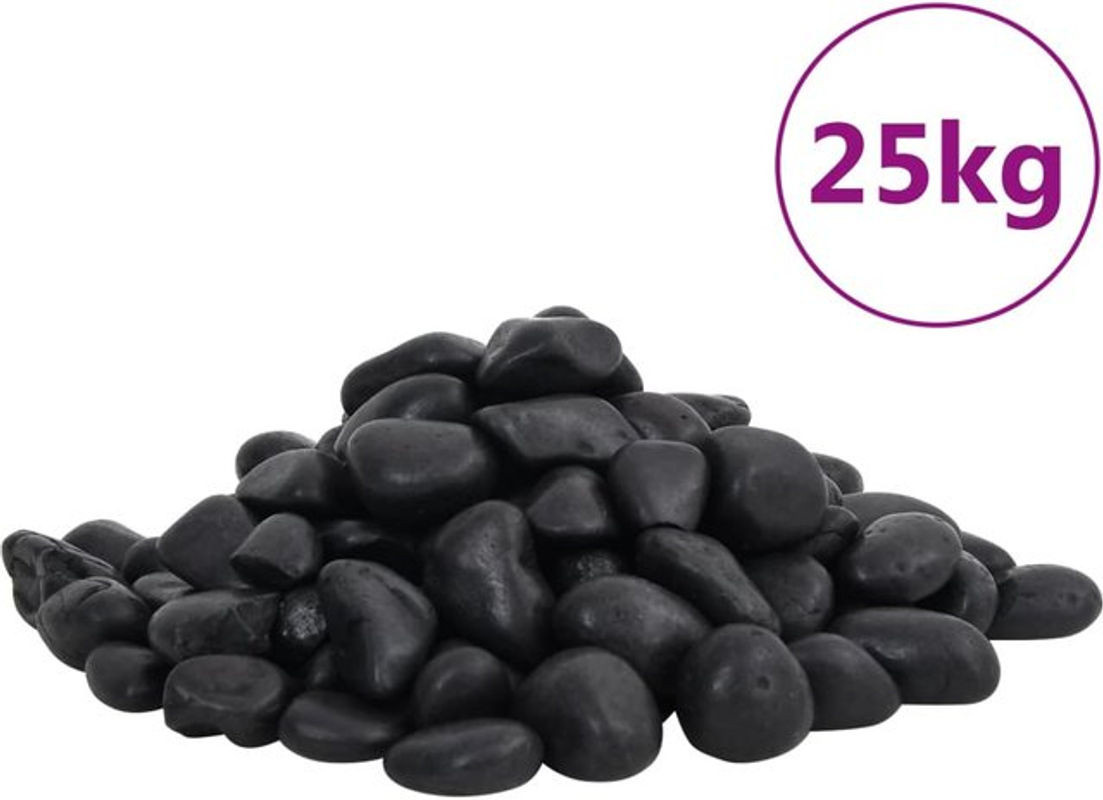 Vidaxl Dekosteine aus Naturstein in Schwarz, 25 kg, unregelmäßige Form, Größe 2-5 cm - Bild 1