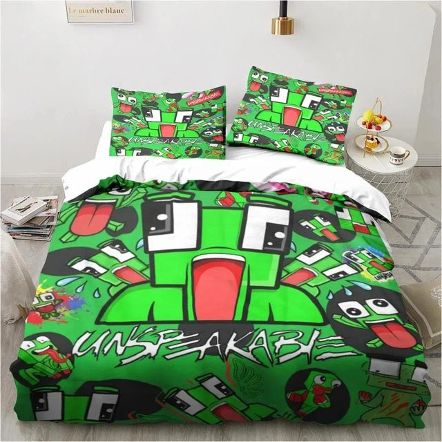Bettwäscheset mit Cartoon-Design und verstecktem Reißverschluss, Multicolor, B/H: 140 x 210 cm - Bild 1