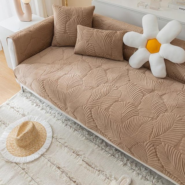 FebEr Jacquard-Sofabezug in Kaffeebraun, rutschfeste und waschbare Decke für dein Sofa, Breite: 90 cm, Tiefe: 70 cm - Bild 1