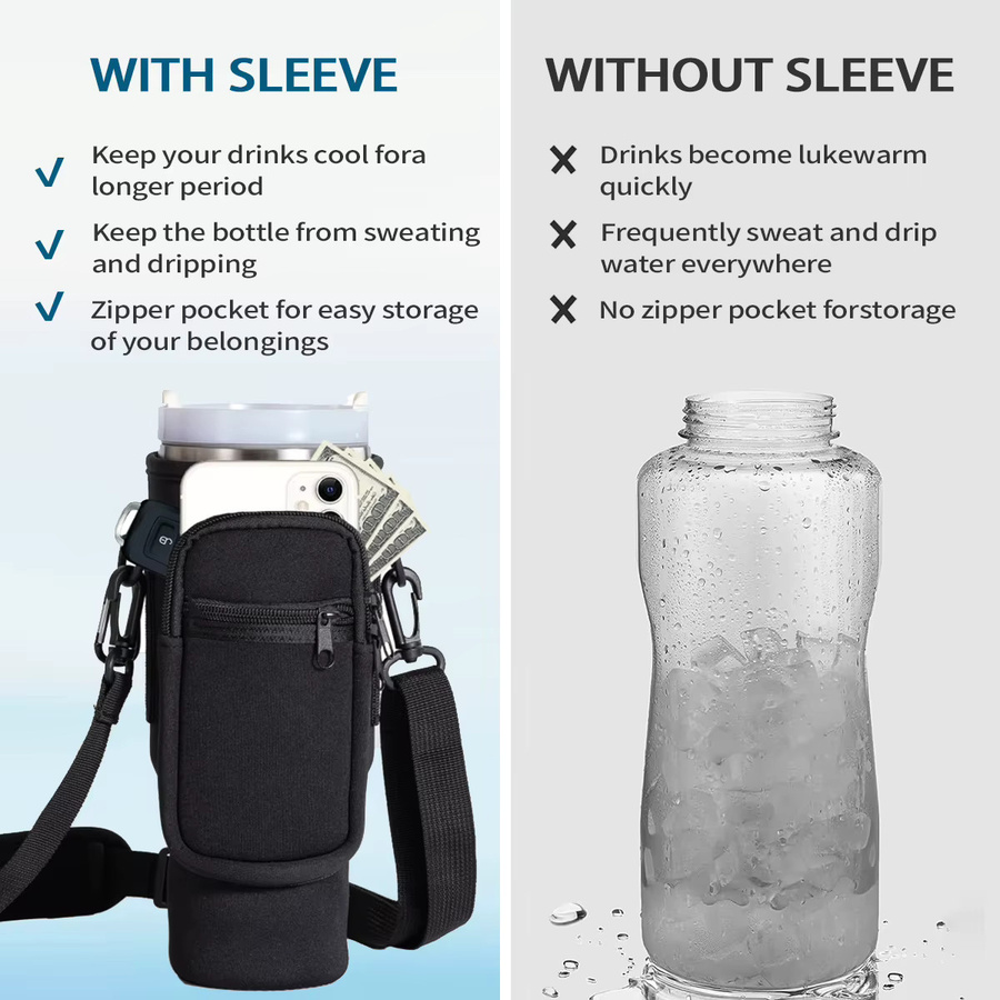 Leeseph Wasserflaschen-Tragetasche für Stanley 40oz Tumbler mit Griff und verstellbarem Schultergurt, Schwarz - Bild 4