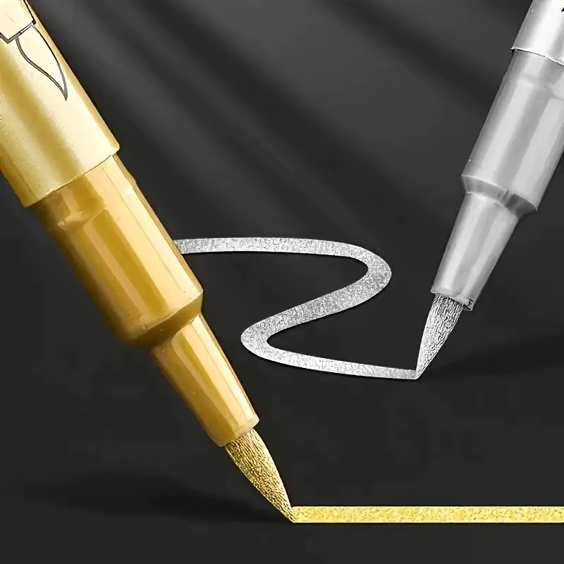 Wasserdichte Metallic Pinselmarker für DIY-Projekte und Harzformen in Gold und Silber - Bild 2