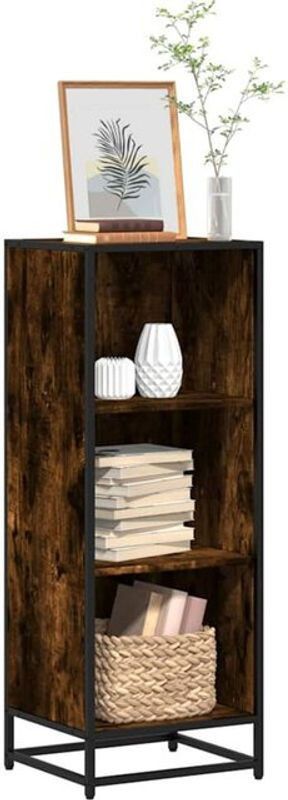 Vidaxl Bücherregal in Räuchereiche und Braun im Industrial Design aus Holzwerkstoff und Metall, B/T/H: 40 x 35 x 107,5 cm - Bild 1