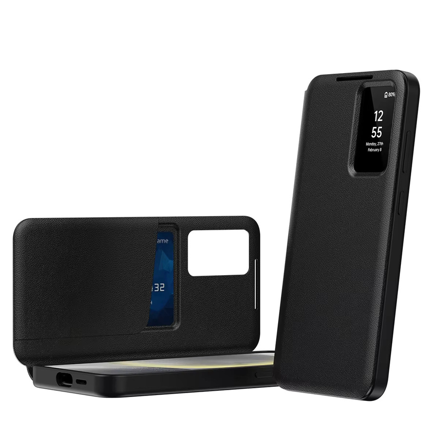 Leder Handyhülle mit Kartenfach und Sichtfenster für Samsung Galaxy S26 S25 S24 S23 S22 Ultra Plus A55 A56 A17 A26 in Schwarz oder Grün - Bild 6