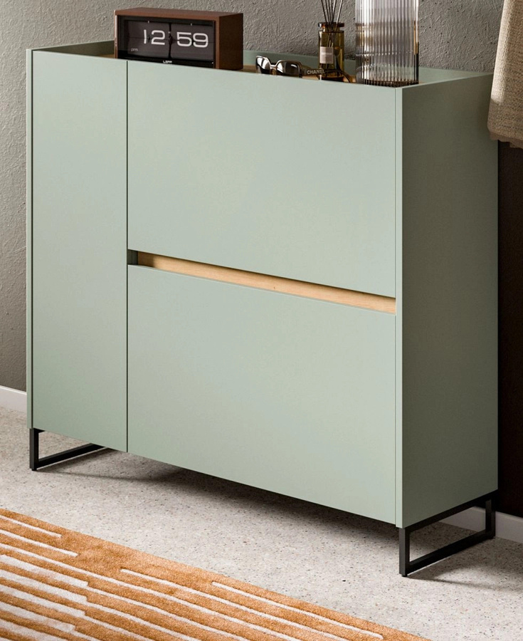 Schuhkipper Borga in Salbei und Eiche mit Soft-Close-Funktion, B/H: 110 x 94 cm - Bild 1