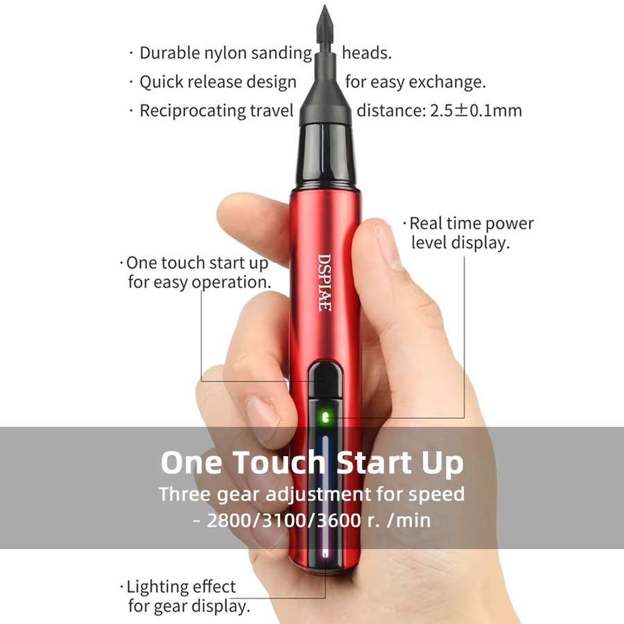 DSPIAE ES-A Säbelschleifer Rot – Elektrischer Schleifstift mit USB-Aufladung für Kunststoffmodelle und Bastelarbeiten - Bild 3