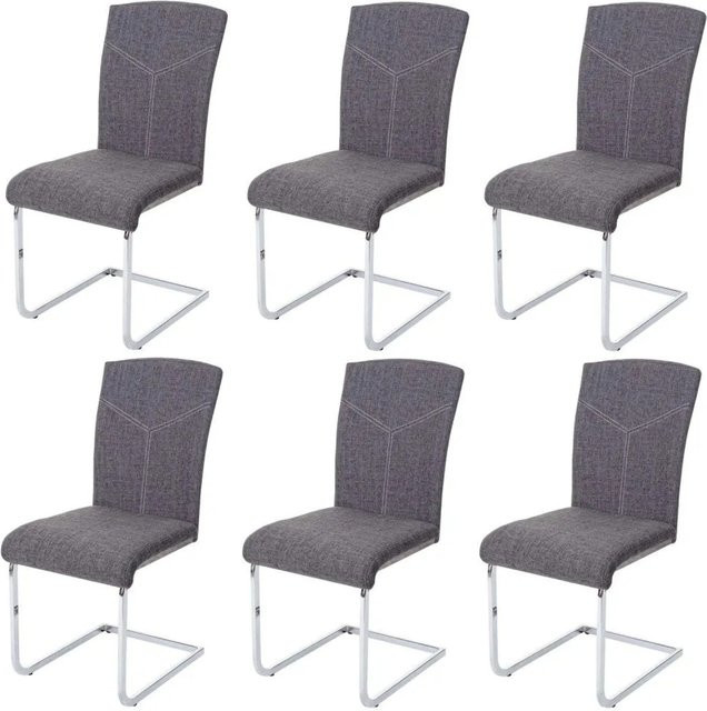 6er-Set MCW Esszimmerstuhl F36 Freischwinger aus Stoff in Grau, B/T/H: 48 x 43 x 94 cm - Bild 2
