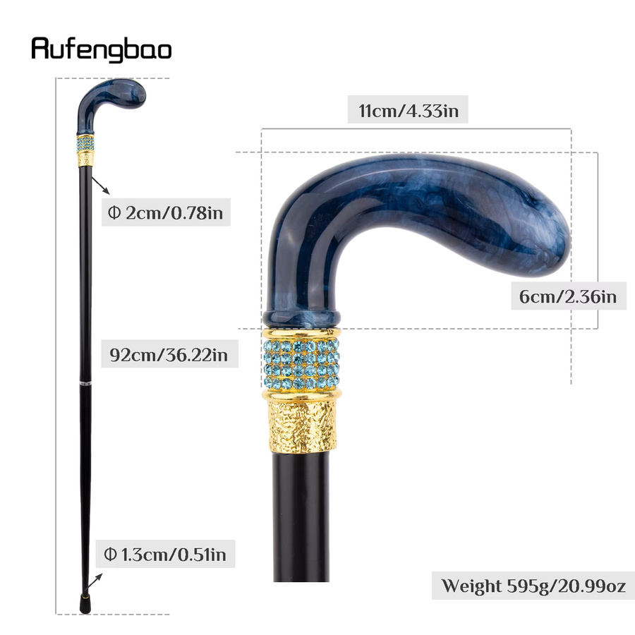 Rufengbao Zauberstab Prinzessin, Blau, Golden, 92 cm - Bild 2