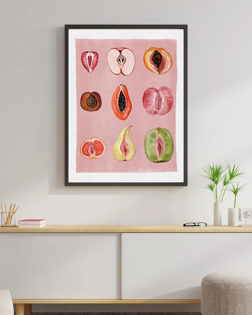 SHENCHEN Aquarell Obst Kunstdruck Botanischer Poster Abstract Fruit Cross-Sections Multicolor auf Papier - Bild 1