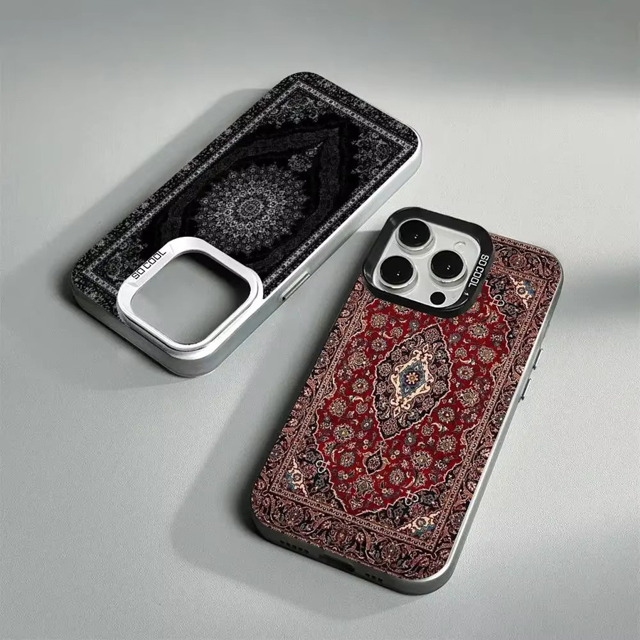 Stoßfeste iPhone Schutzhülle mit Perser-Blumen-Design in Silber für iPhone 17 bis iPhone 11 Pro Max Plus, matte Abdeckung - Bild 2