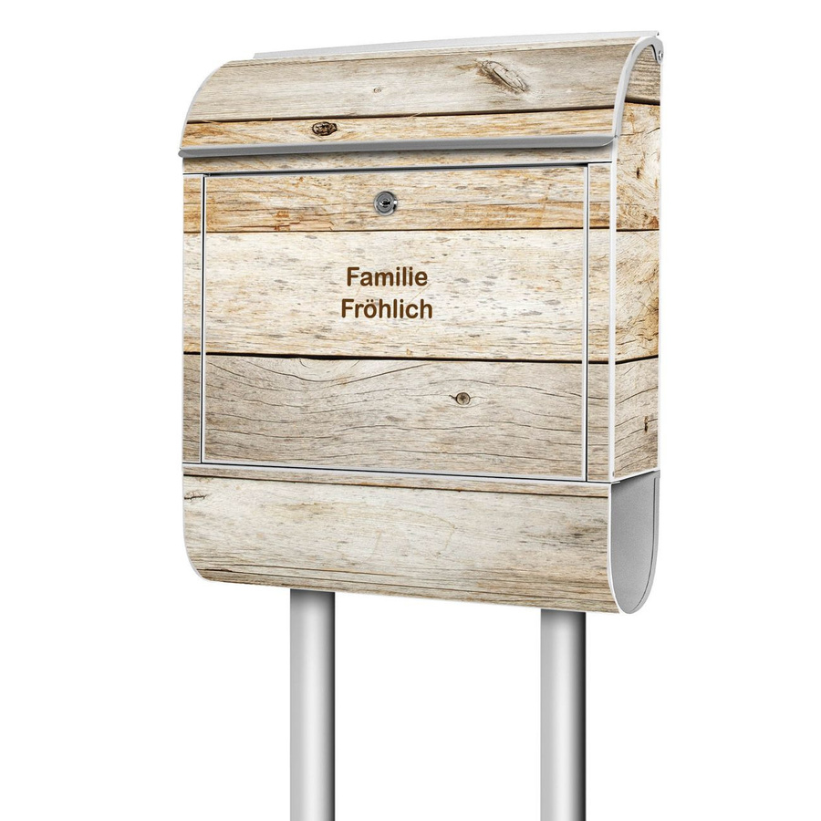 banjado Standbriefkasten groß mit Motiv in Grau und Braun, pulverbeschichtet, inklusive Zeitungsfach, B/T/H: 38 x 16 x 161,5 cm - Bild 1