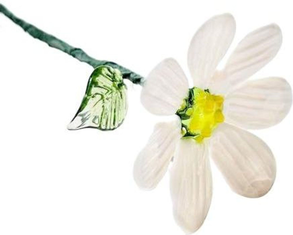 Handgefertigte Glasblume von Bluelans flower decoration in Weiß mit Drahtstiel aus Glas und Metall - Bild 1
