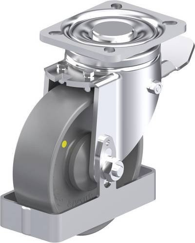Blickle Stahlblech-Lenkrolle LH-PO 125KA-1-ST-ELS-FS in Grau mit 125 mm Rad-Durchmesser und 300 kg Tragfähigkeit - Bild 1