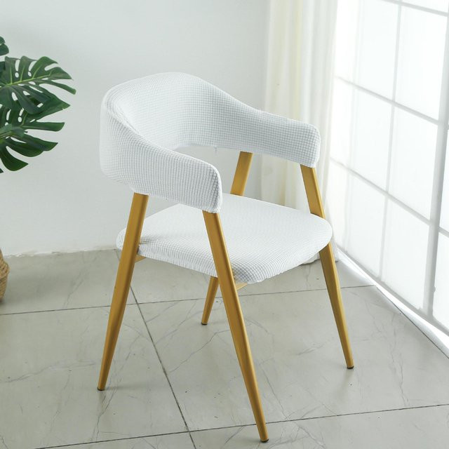 Yiran Furniture Elastischer Stuhlbezug für Esszimmerstühle, Karo-Design, Weiß, B: 38 cm, H: 40 cm - Bild 1