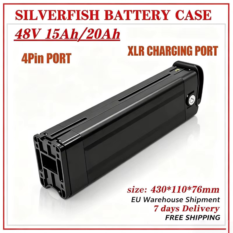 Aleaivy Silverfish 48V Lithium-Akkupack 15Ah in Schwarz mit 2A Schnellladegerät und integriertem Schutzsystem für 250W Motoren - Bild 2