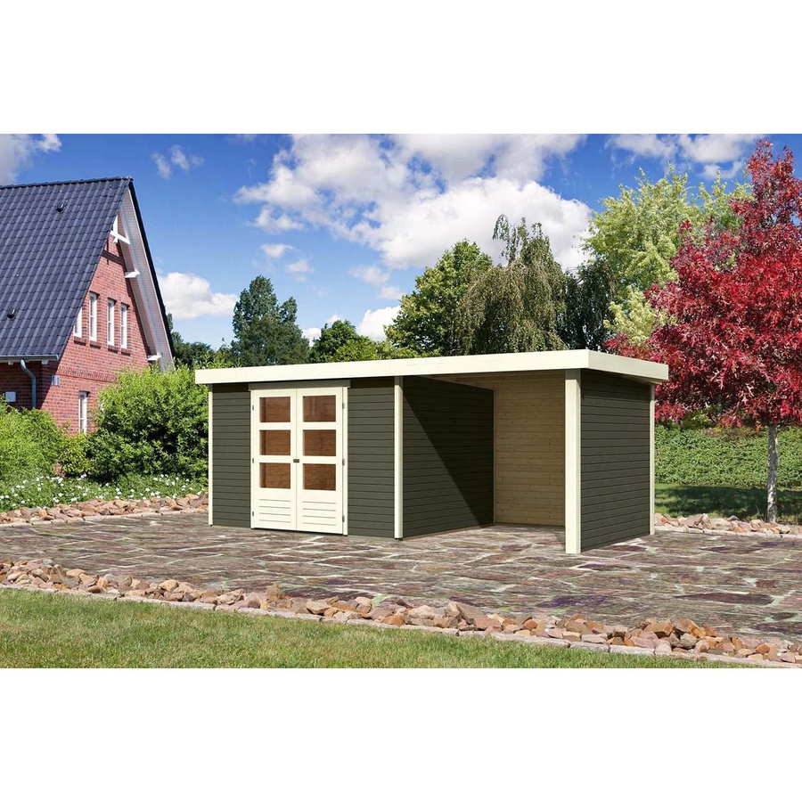 Karibu Holz-Gartenhaus Boras in Terragrau mit Flachdach und modernem Design, B: 298 cm, T: 242 cm, H: 211 cm - Bild 2