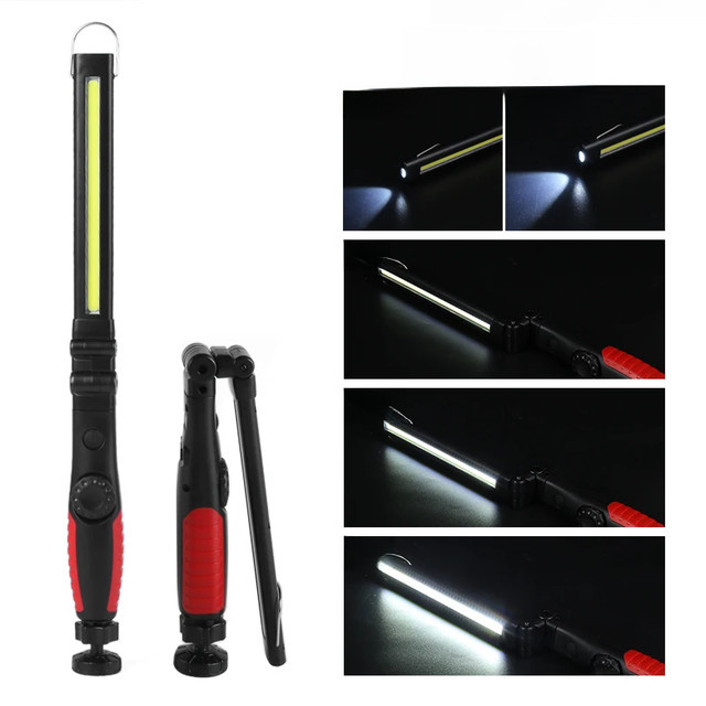 JIASHUAIXIN LED Arbeitsleuchte magnetisch und klappbar, wiederaufladbare LED Inspektionstaschenlampe in Schwarz für Garage und Industrie - Bild 1