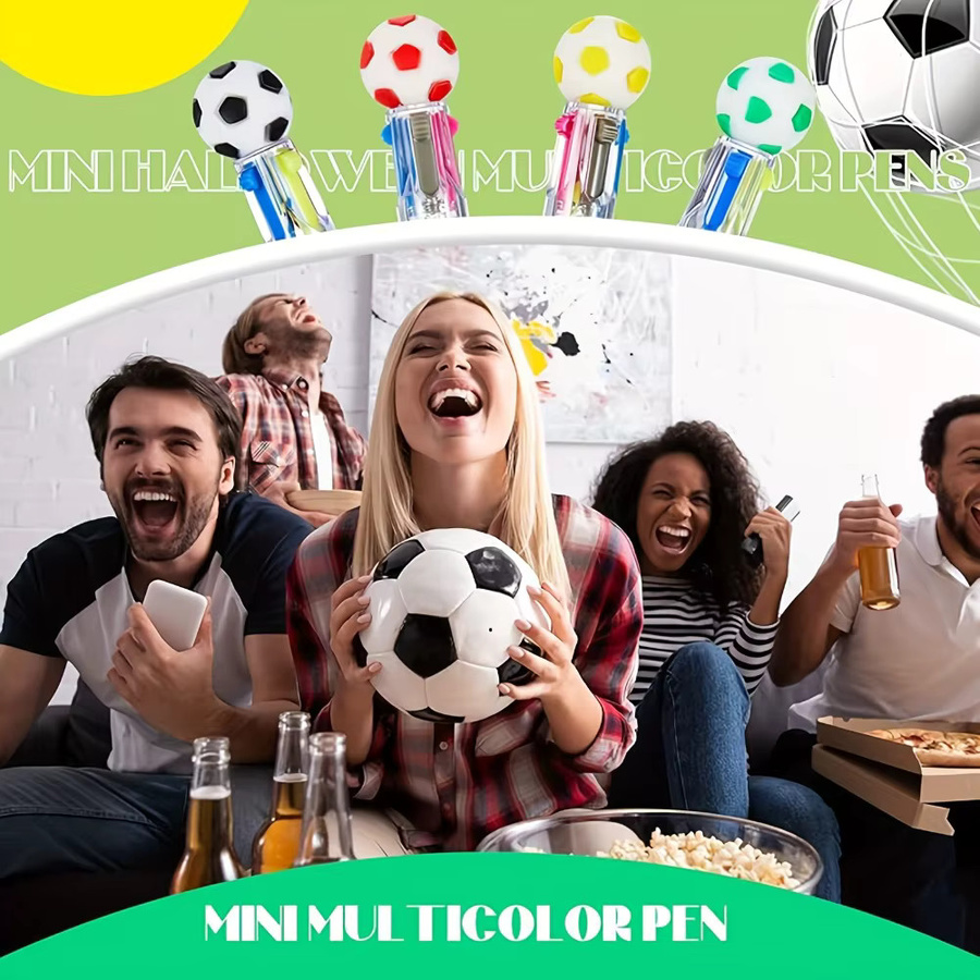 TWBEB 5er Set Fußball 4-in-1 Mehrfarbstifte aus Kunststoff in Multicolor für Schule und Büro - Bild 5