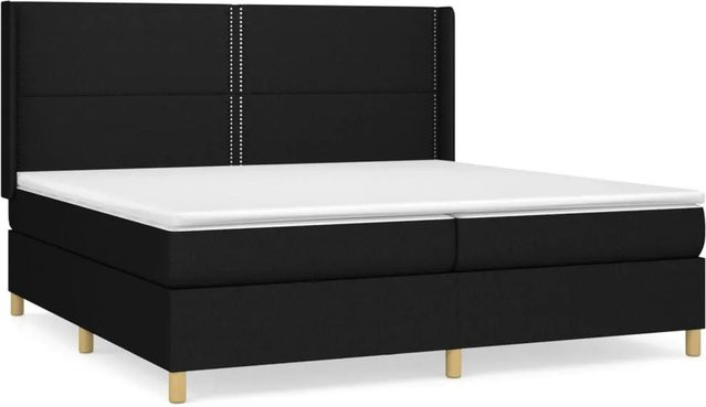 vidaXL Boxspringbett Hybrid mit Matratze und Taschenfederkern, Schwarz, B/T/H: 200 x 200 x 118 cm - Bild 1