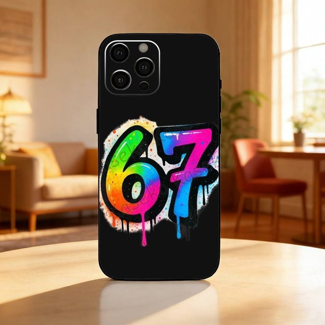67 Six Seven Silikon Handyhülle für Apple iPhone 17, 16, 15, 14, 13, 12 Plus und Max in Schwarz - Bild 1