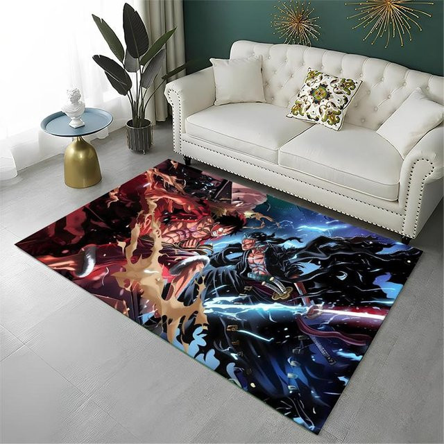 WEN-july Anime Zoro One Piece Teppich, rutschfeste und waschbare Bodenmatte für Kinderzimmer, Schlafzimmer und Wohnzimmer, B/T: 100 x 150 cm, Mehrfarbig - Bild 1