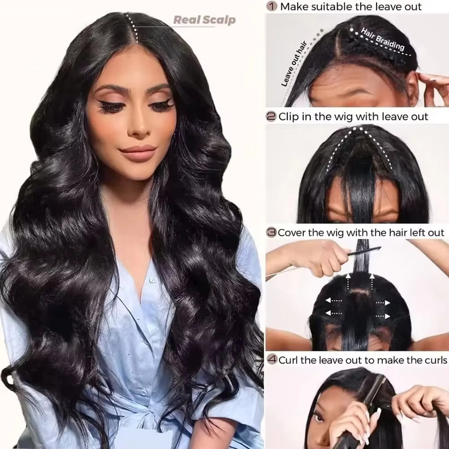 Cheetahbeauty V-Part-Perücke Body Wave, Echthaar, Damen, 28-32 Zoll - Bild 5