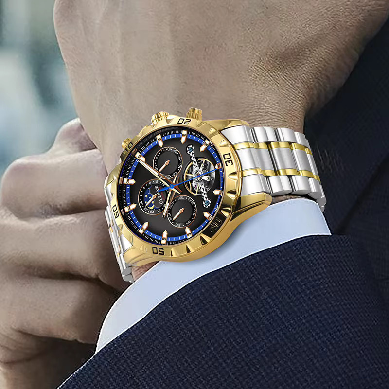 GLENAW Armbanduhr mechanisch, Edelstahl, Schwarz, Herren - Bild 3