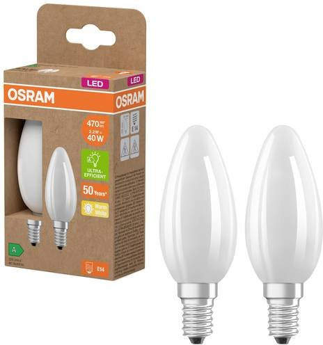 OSRAM HOMELIGHTING LED Kerzenform E14 Warmweiß 2,2W entspricht 40W 2er Pack - Bild 1