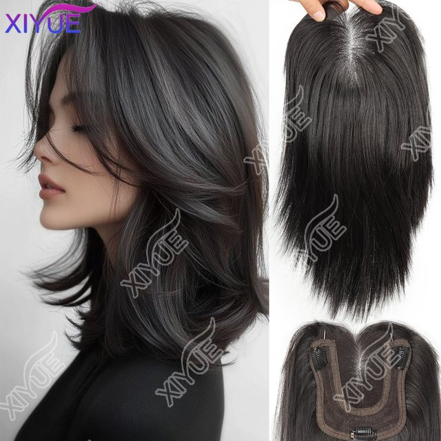 XIYUE Haarperücke Clip-in-Haarverlängerungen, synthetisch, mit Pony - Bild 1
