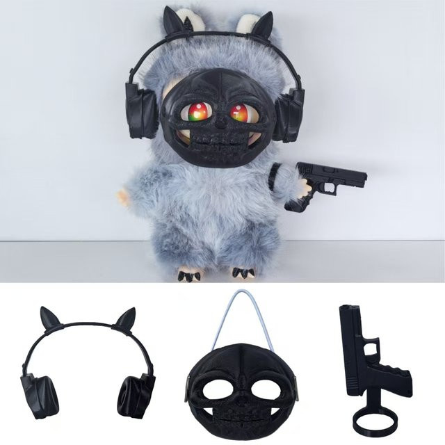 Adoowoo Labubu Halloween Zubehör, bewegliche Puppe, Schwarz - Bild 1