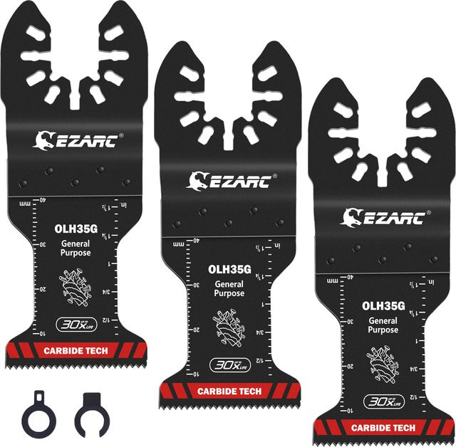 EZARC 3-teiliges Mehrzweck-Multitool-Set mit Hartmetall-Klingen für Metall, Holz und Kunststoff in Schwarz - Bild 1