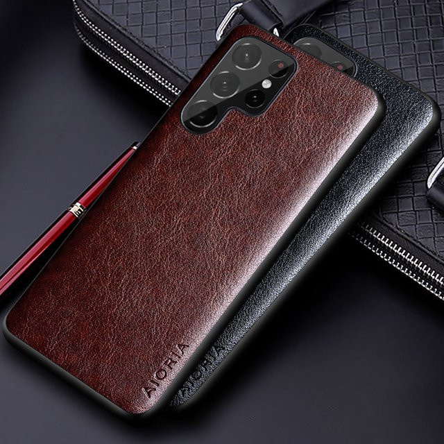 Luxuriöse Business-Handtasche aus PU-Leder für Samsung Galaxy S23 S22 S21 S20 Ultra Plus FE in Schwarz - Bild 1