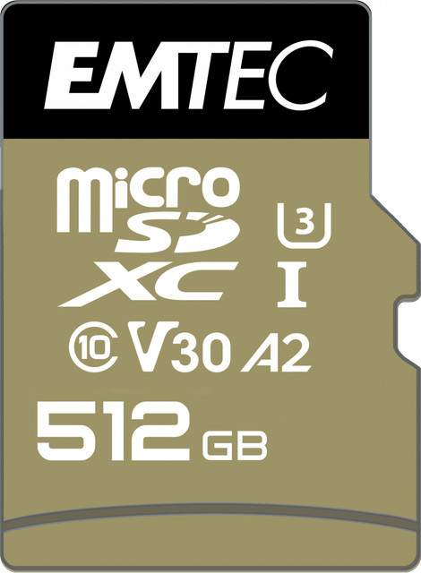 Emtec SpeedIN PRO microSDXC UHS-I Speicherkarte mit SD-Adapter, 512 GB, Gold - Bild 1